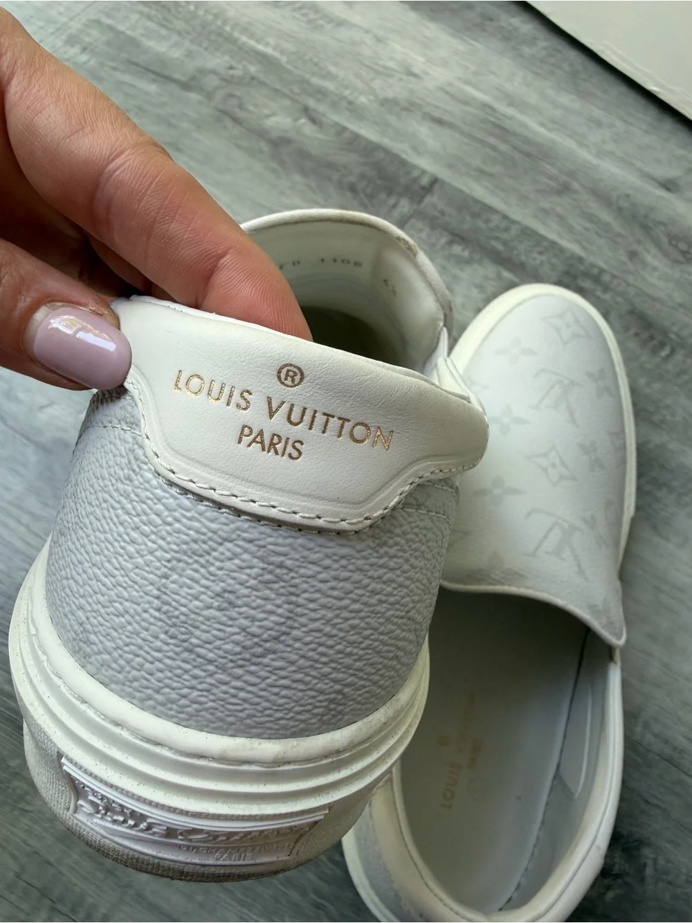 Louis Vuitton White Monogram Slip-On Sneakers